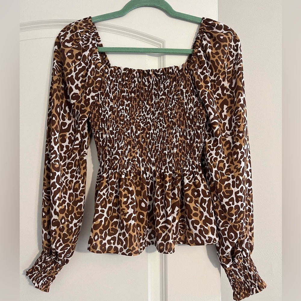 Like New Lilly Pulitzer Smocked Leopard Print Top